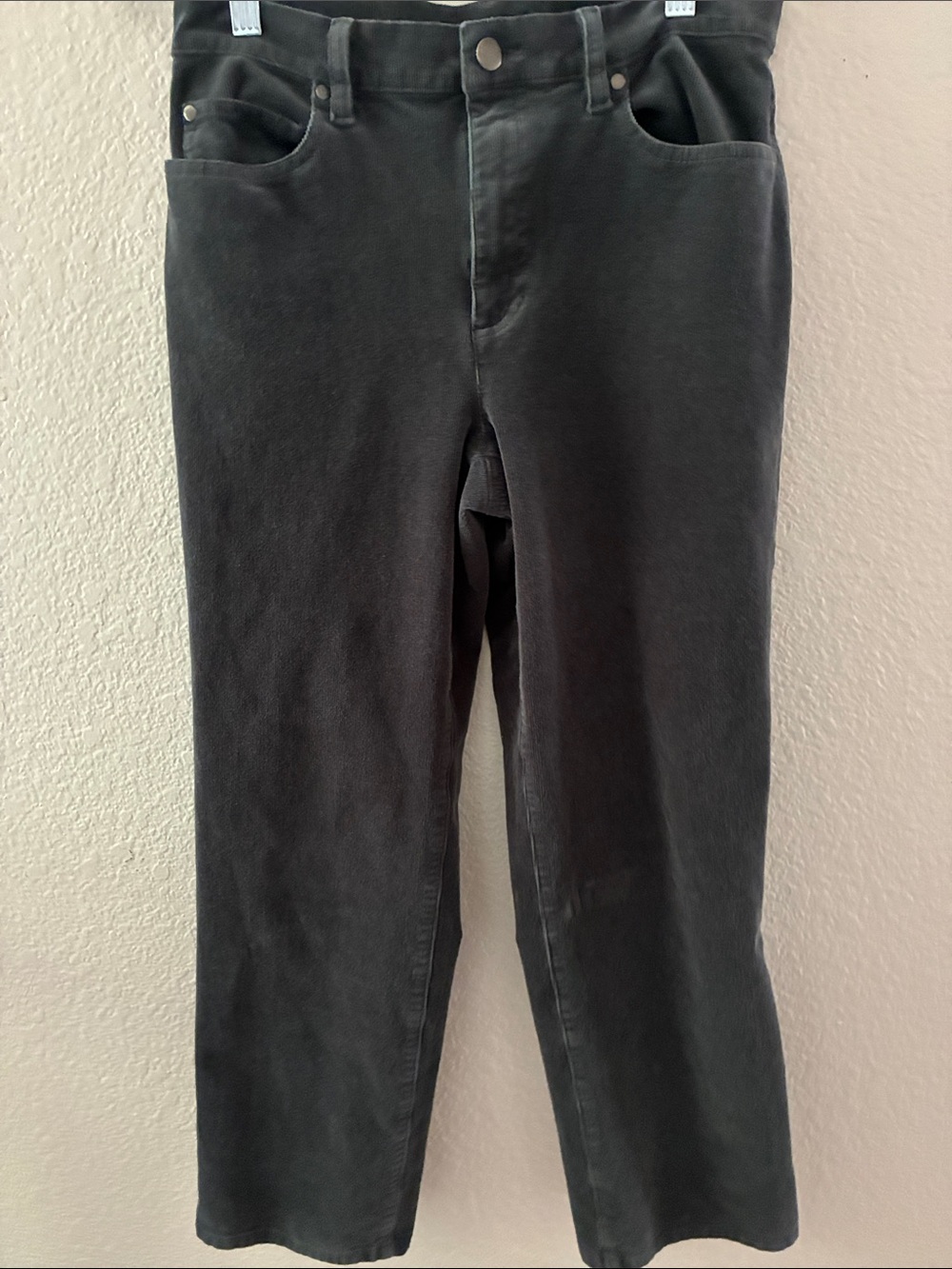 Eileen Fisher Charcoal Gray Organic Cotton Corduroy Pants